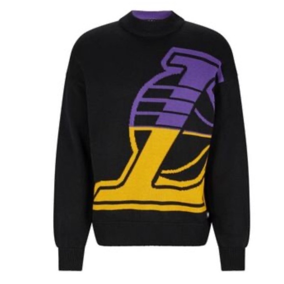 NWT Hugo Boss LA Lakers Sweater, black, purple and gold, men’s size Large. - Picture 1 of 9